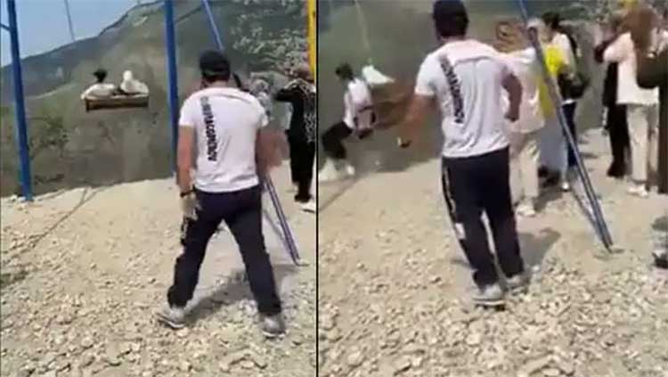 two women fell from cliff edge viral video 