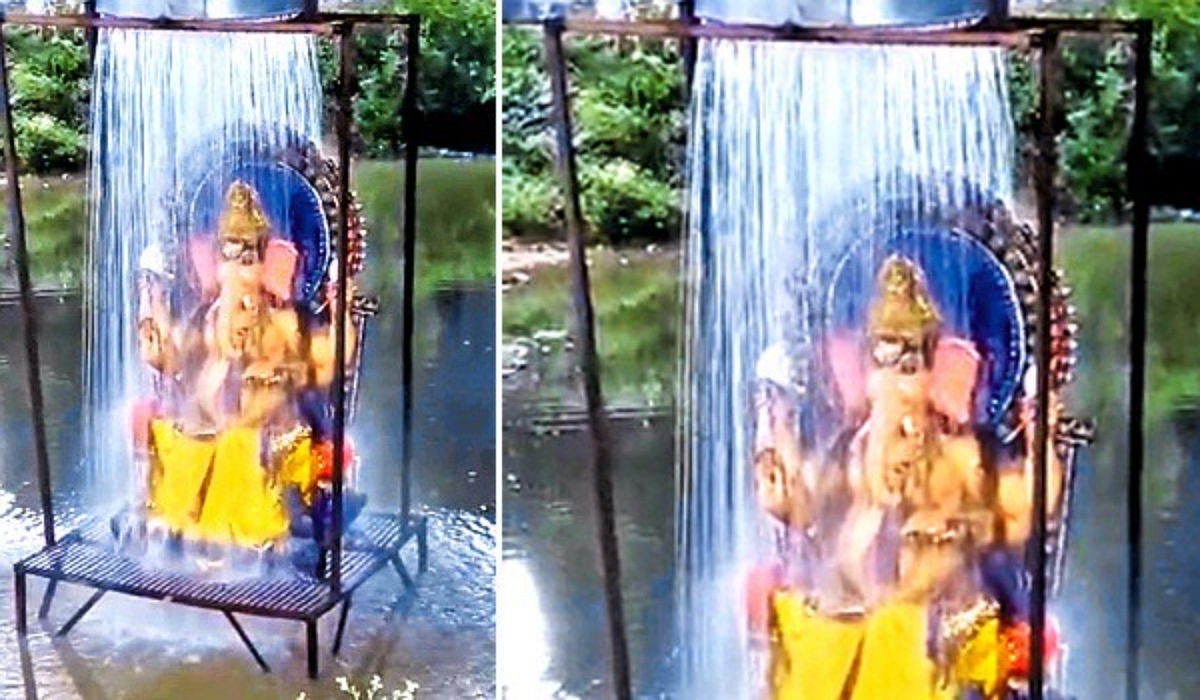 షవర్ కింద వినాయకుడి నిమజ్జనం.. వైరల్ అవుతున్న ఫోటోలు..
