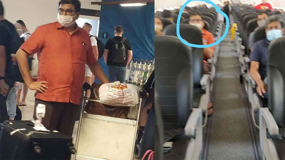 Pattabhi photos in flight going viral in social media 