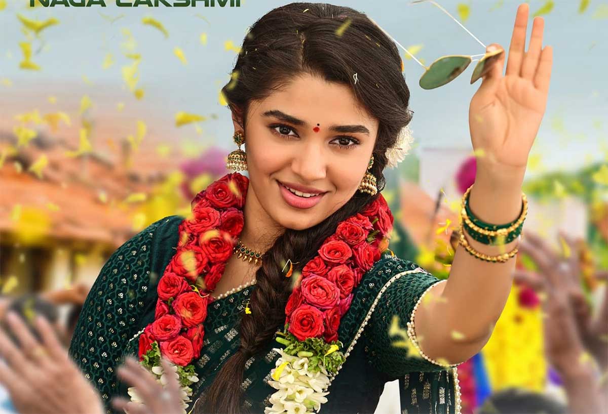 Krithi Shetty look from bangarraju movie 