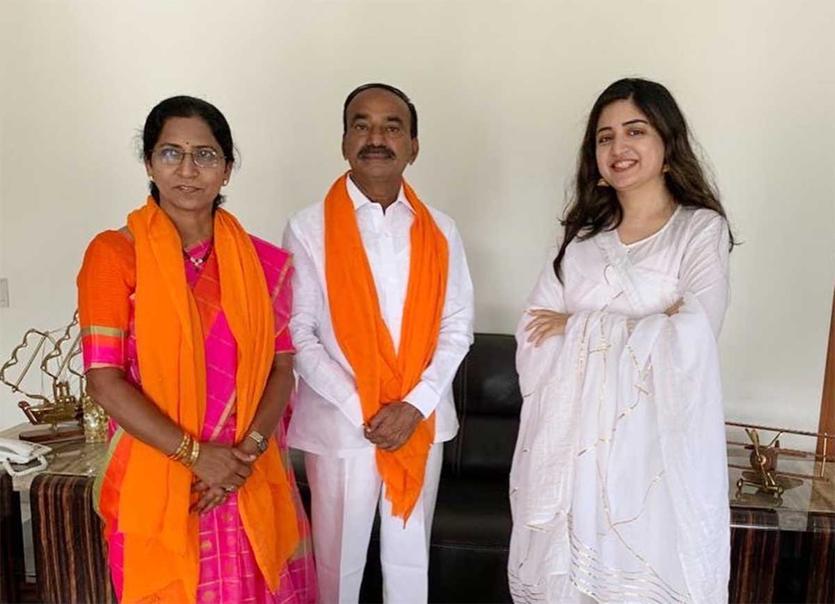 Poonam Kaur met etela rajender and said comments on his win 