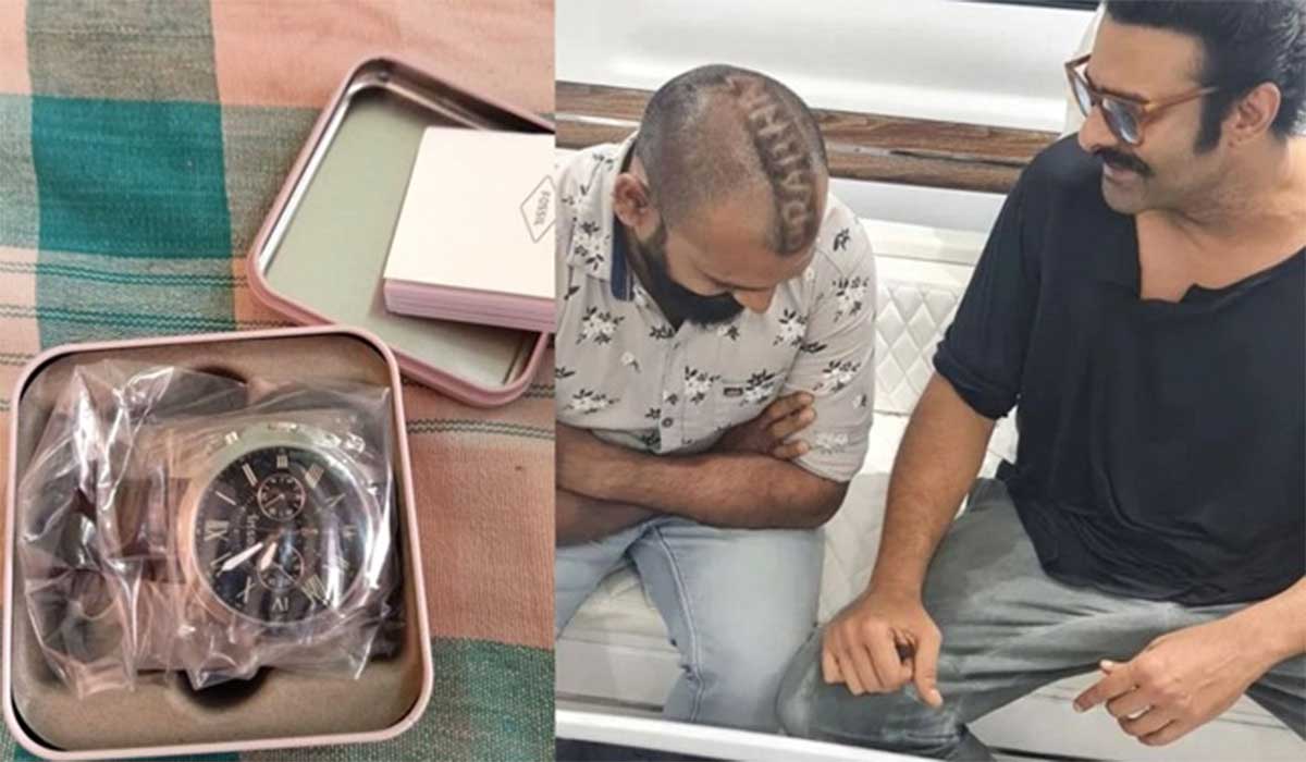 Prabhas fan surprised him with his hair style got gift 