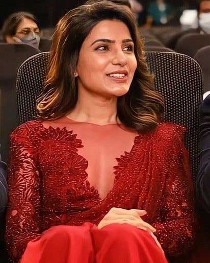 samantha latest red color dress photos trending in social media 