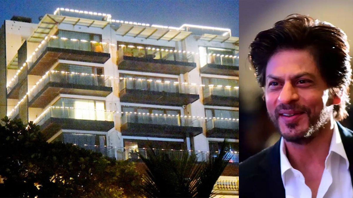 Shahrukh Khan mannat illuminates with lighting no guests for birthday 