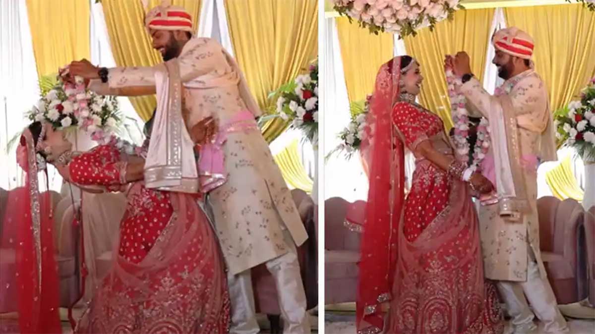 Viral Video bride bent when groom tried to put garland in her neck 